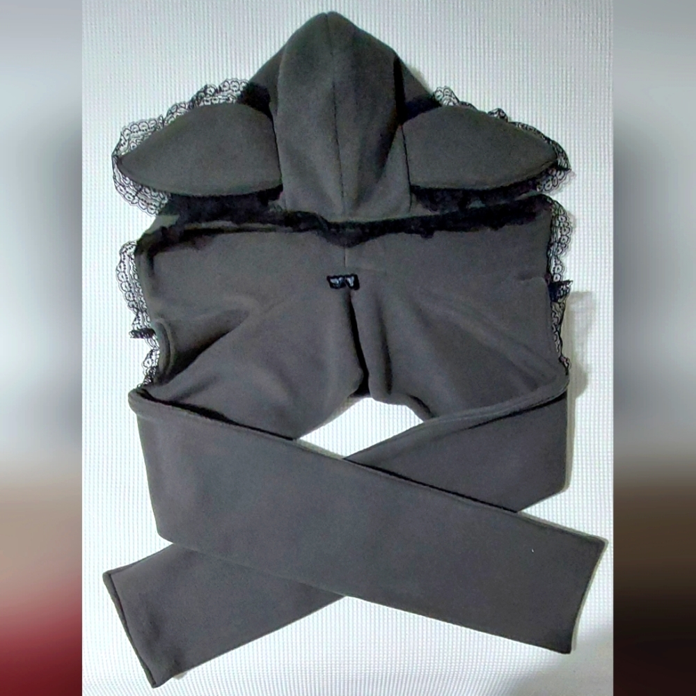 *RARE* SKY CREATION Grey Fleece Adult Hood with Ears and Scarf/Wrap NWOT